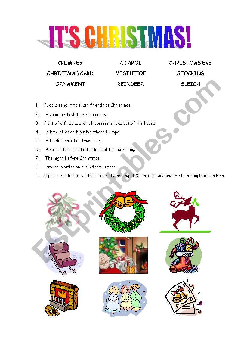 Worksheet, Christmas Vocabulary