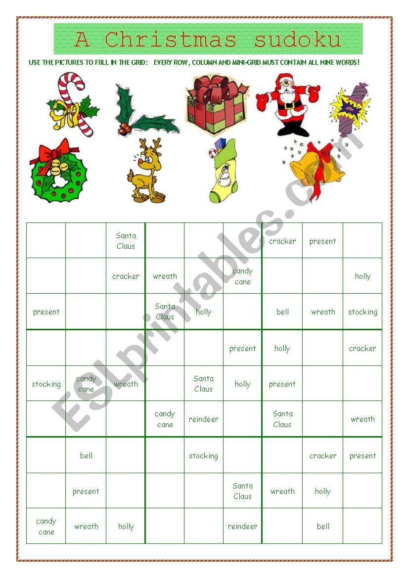 a xmas sudoku worksheet