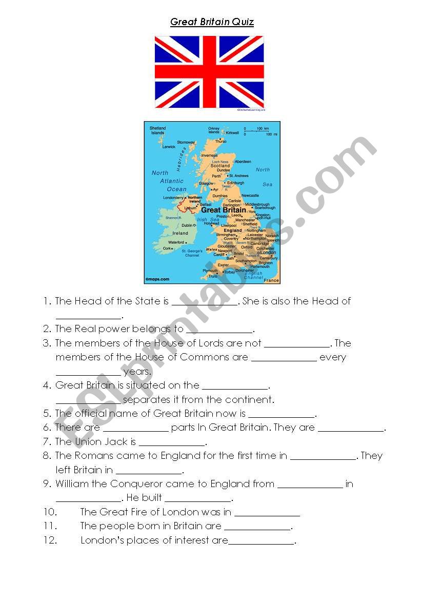 Great Britain Quiz worksheet