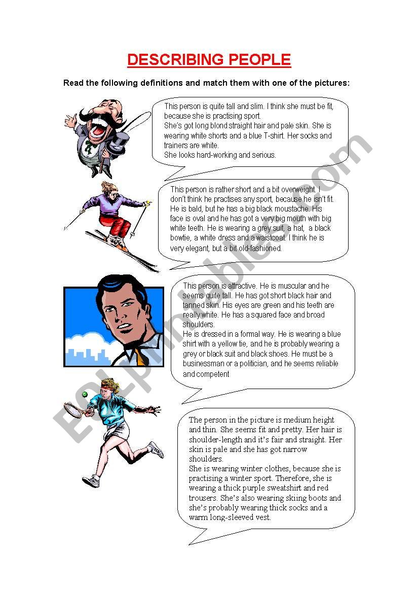 describing people worksheet