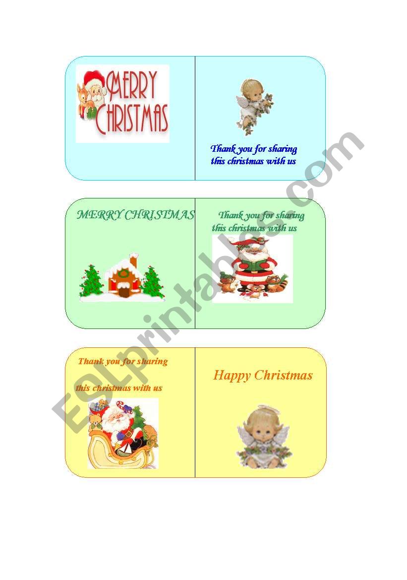 Christmas cards worksheet