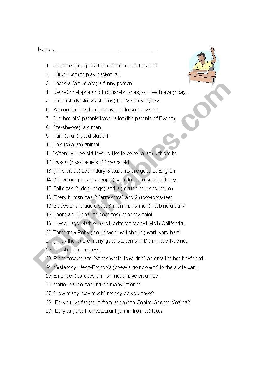 Grammar revision worksheet