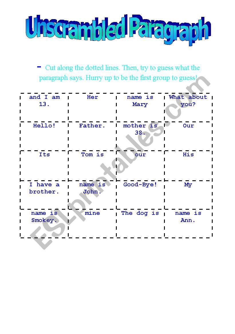 Unscrambled paragraph worksheet