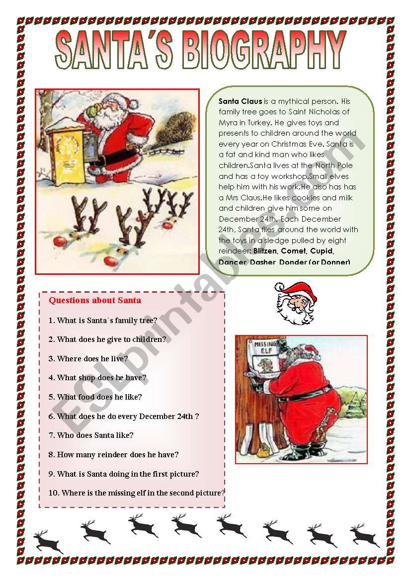 Santas biography worksheet