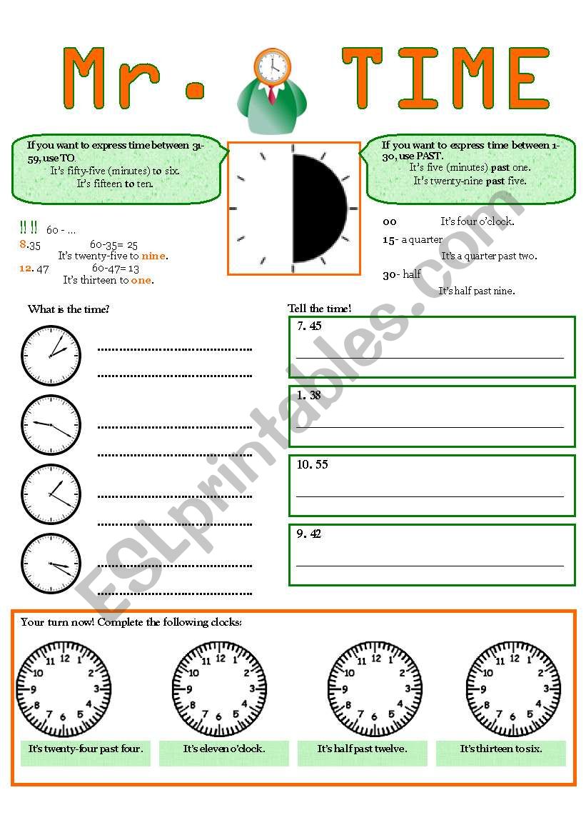 MR. TIME worksheet