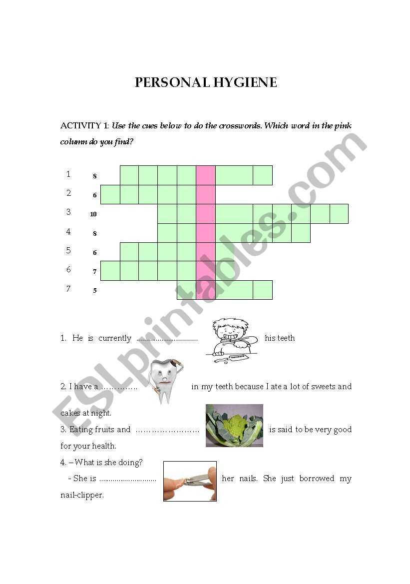 health and hygiene worksheet