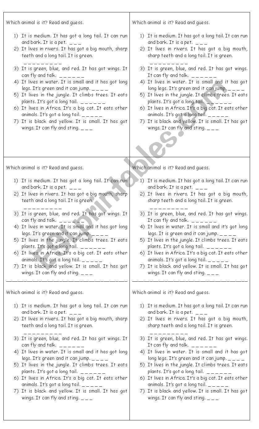 Riddles worksheet