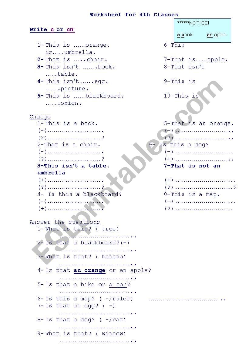 Singulars and Plurals worksheet