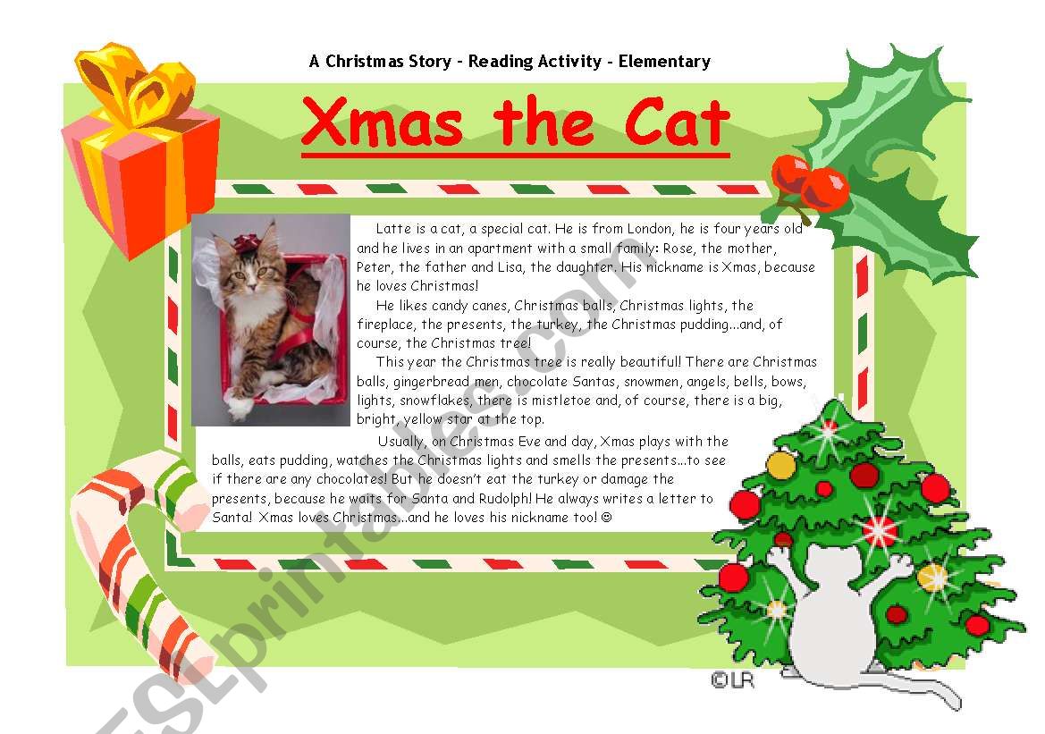 Xmas the Cat - Part 1 worksheet