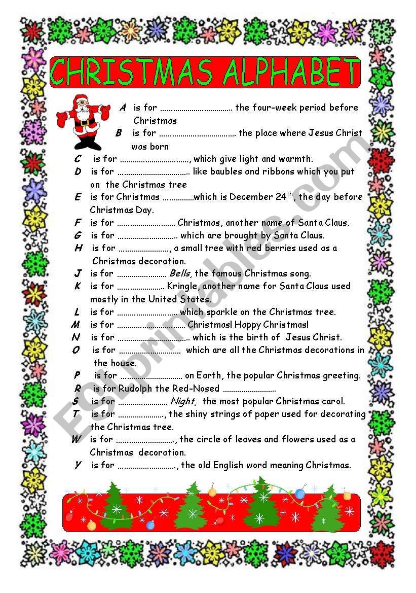 CHRISTMAS ALPHABET  worksheet