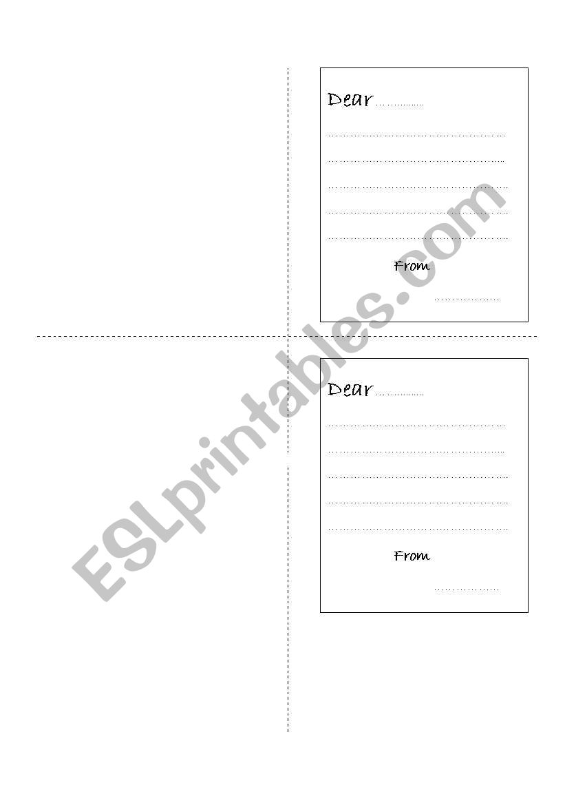 christmas cards inside worksheet