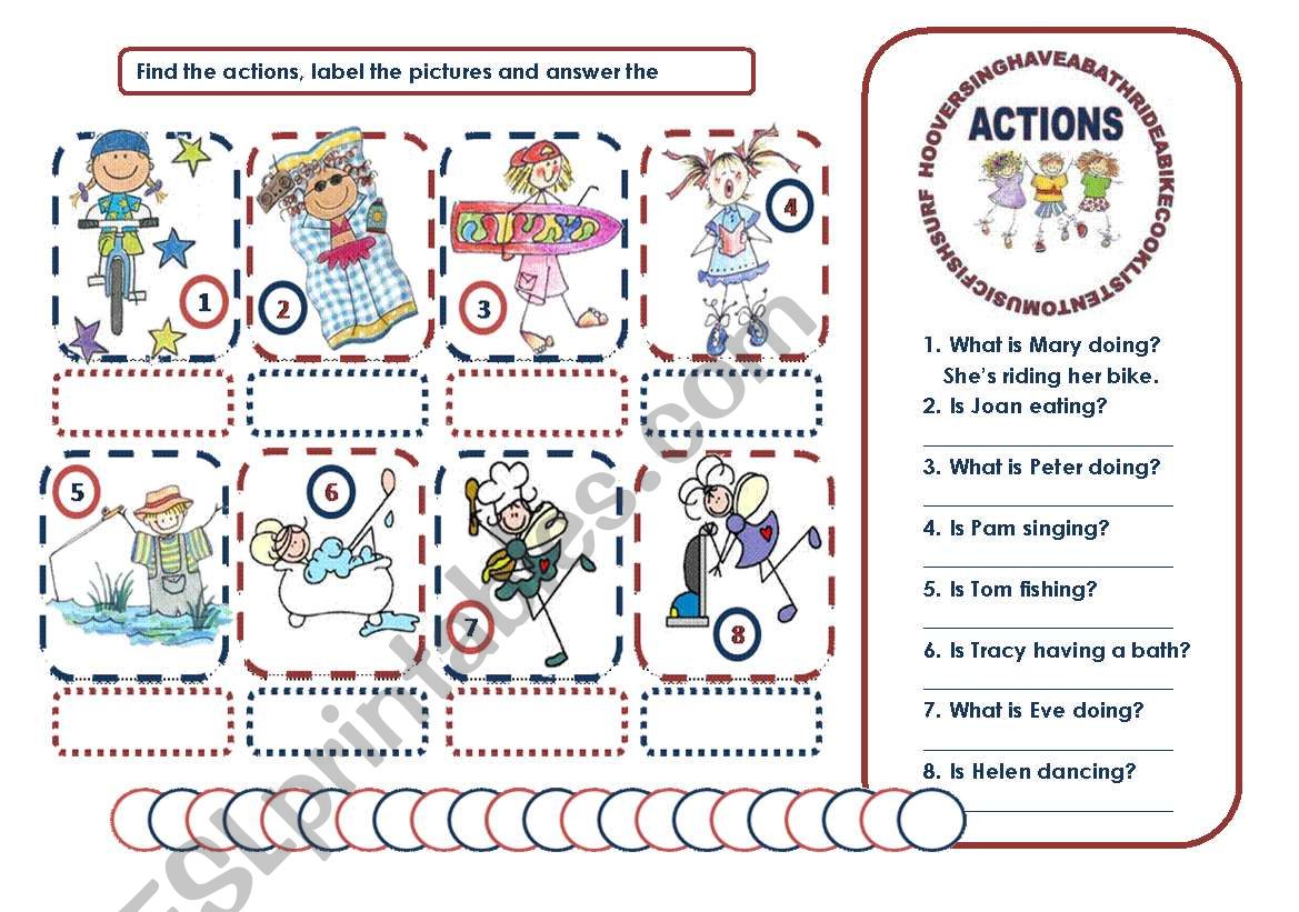 DESCRIBING ACTIONS worksheet