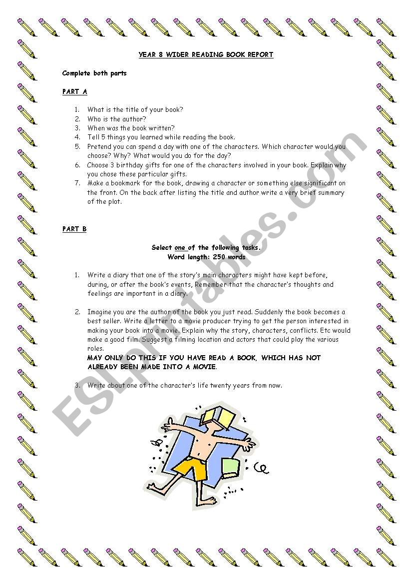 Book Report worksheet