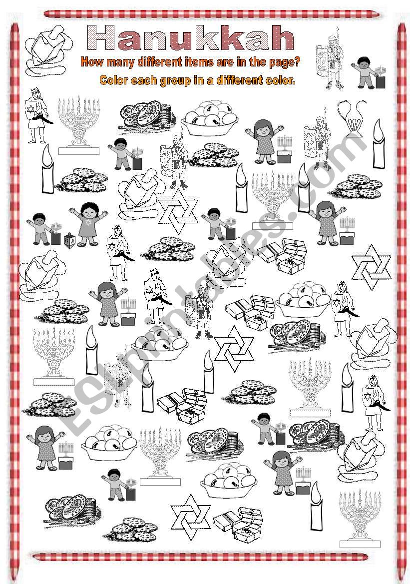Hanukkah - how many? worksheet