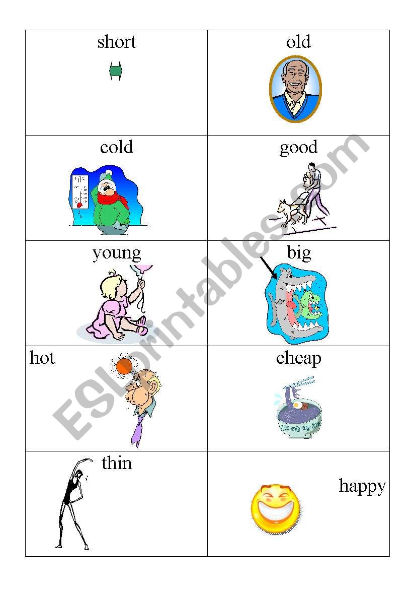 Adjective flashcards part 2 worksheet