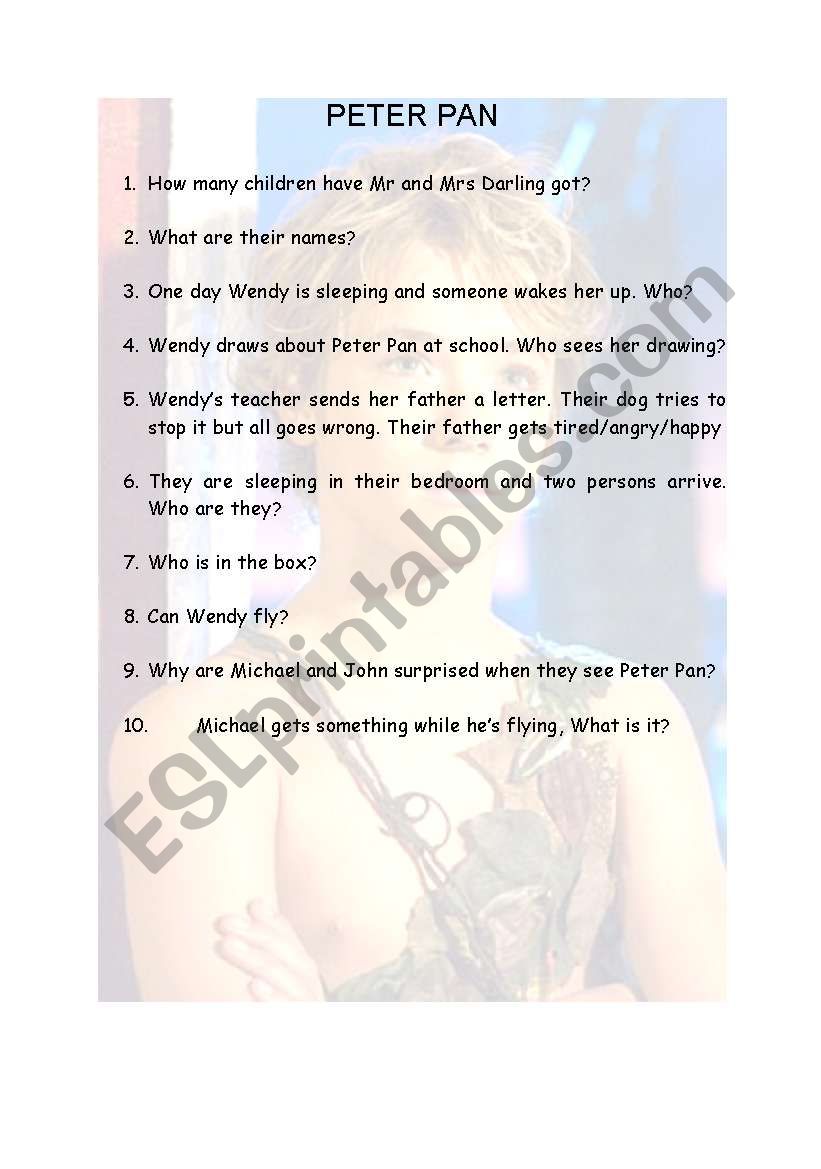 PETER PAN worksheet