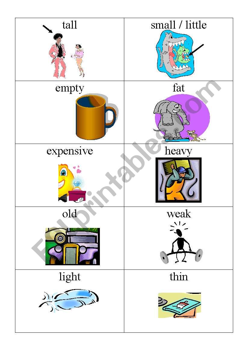 Adjective flashcards part 3 worksheet