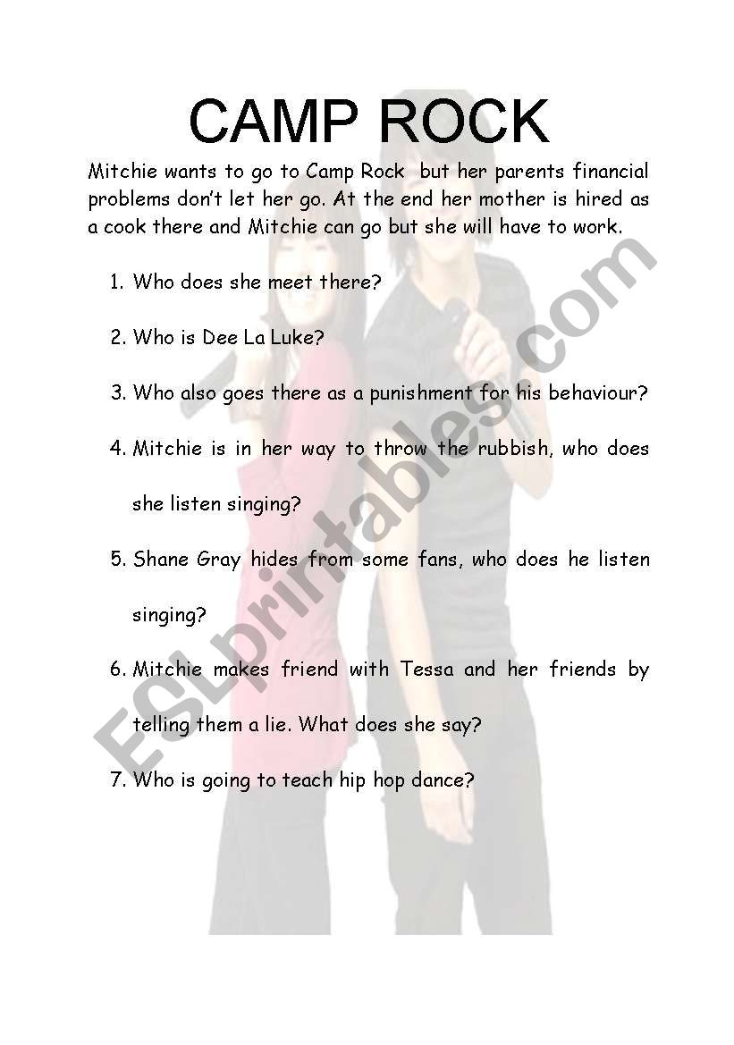 CAMP ROCK worksheet