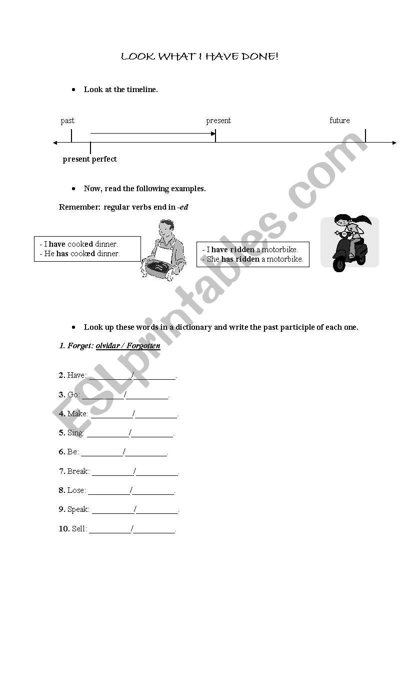 look what i have done! worksheet