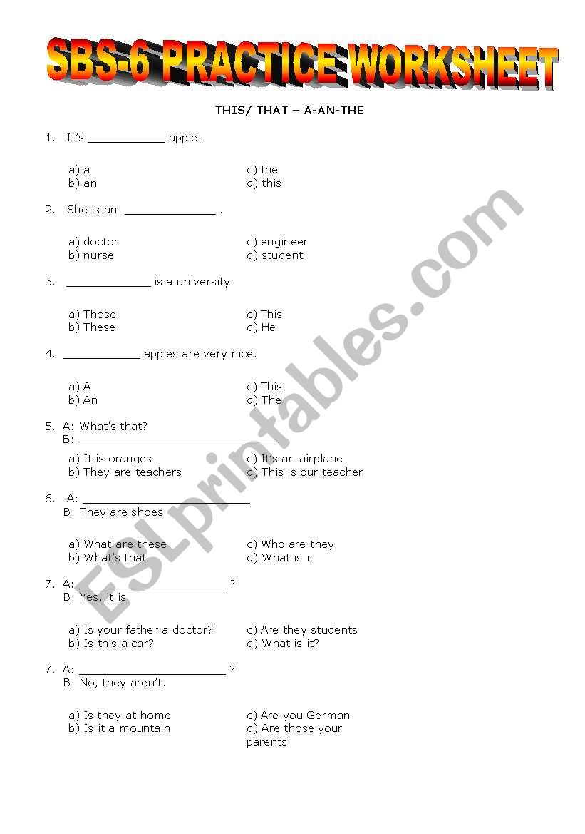 YEAR 6 SBS WORKSHEET 3 worksheet