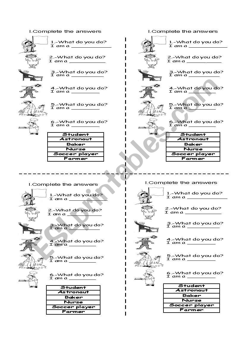 MATCH OCCUPATIONS worksheet