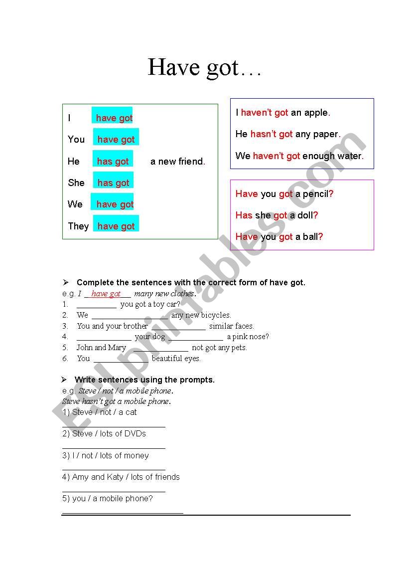 have got... worksheet