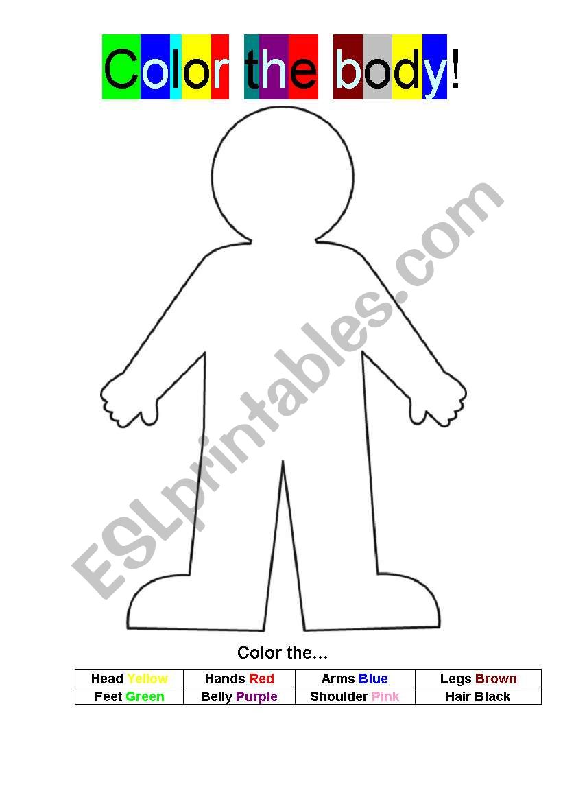 Color the body worksheet