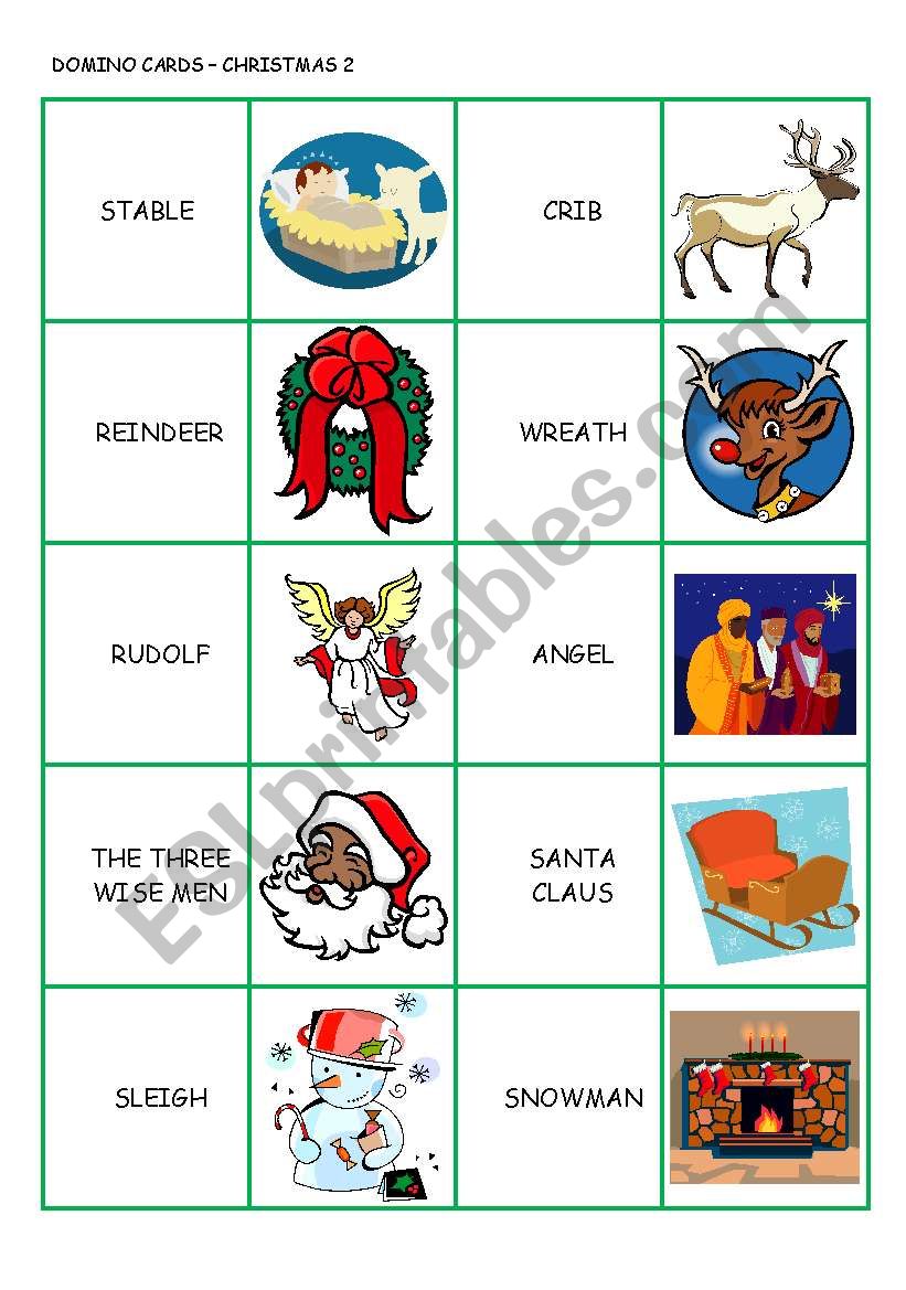 CHRISTMAS DOMINO CARDS 2/3 worksheet