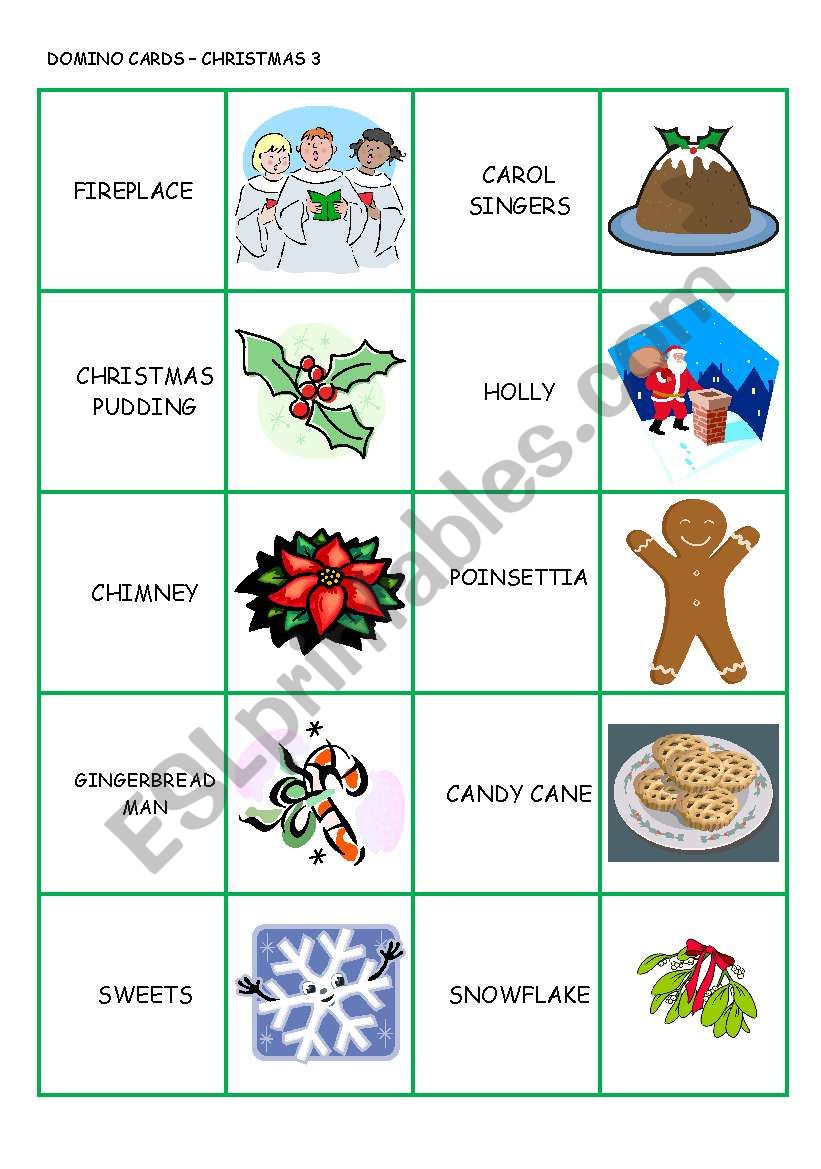 CHRISTMAS DOMINO CARDS 3/3 worksheet