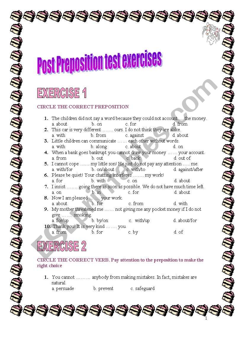 Prepositions after verbs and adjectives