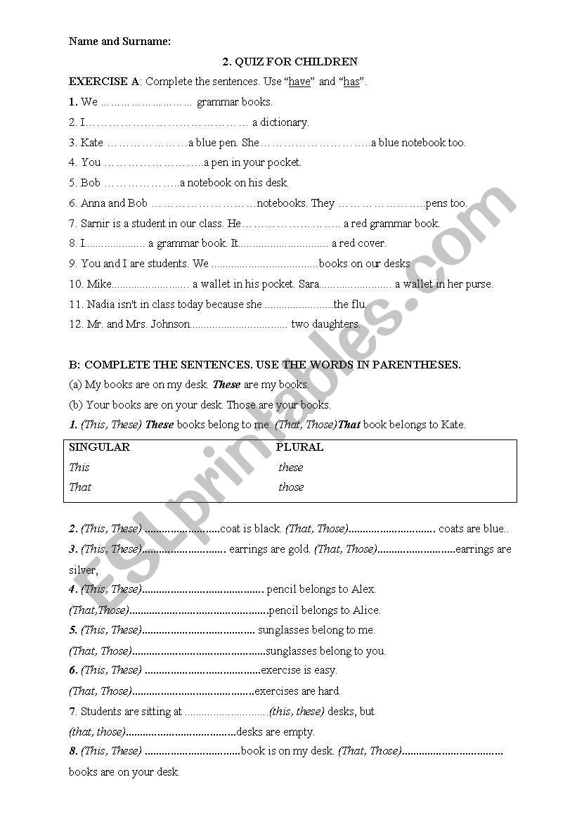 an exam for young learners worksheet