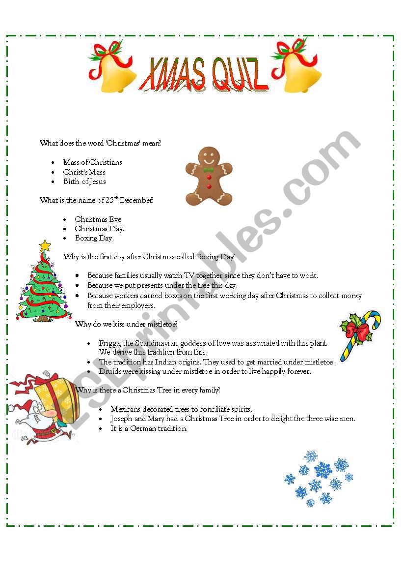 Christmas Quiz worksheet