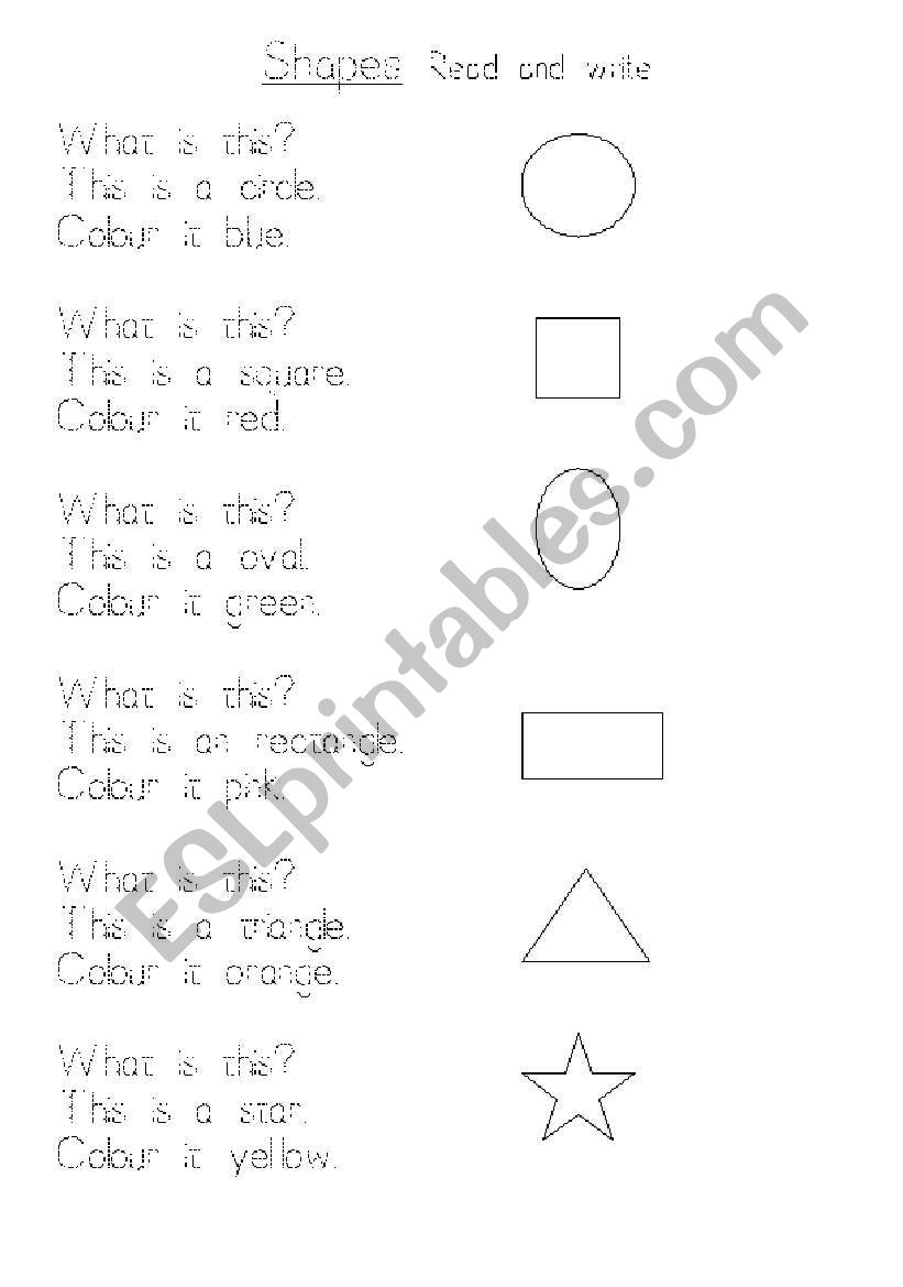 Shapes Match and trace the words