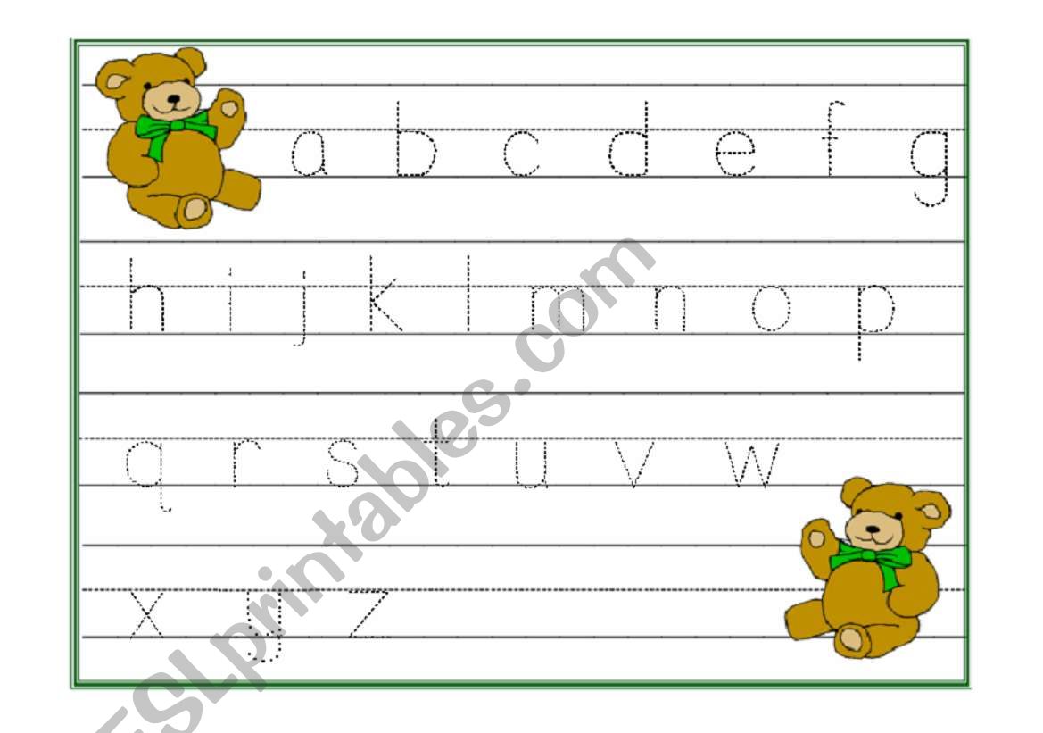 Alphabet trace for lower case worksheet