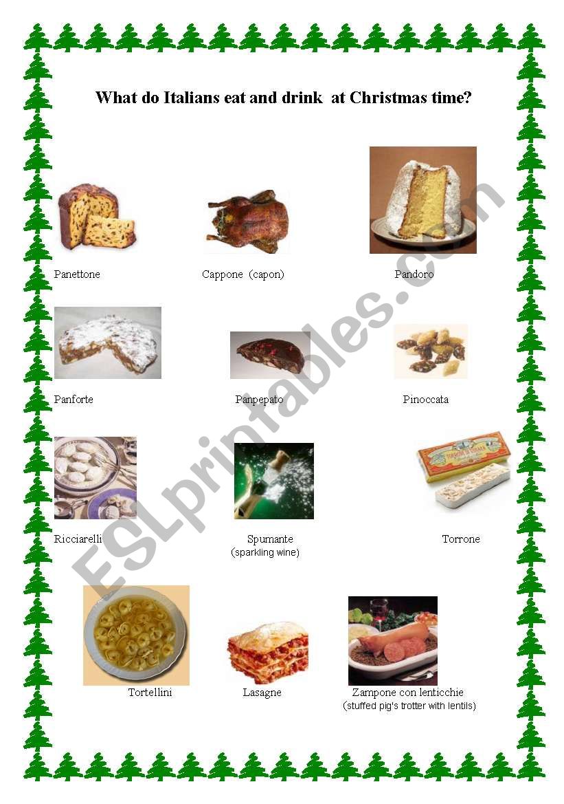 English worksheets: What do Italians eat and drink at Christmas time ...