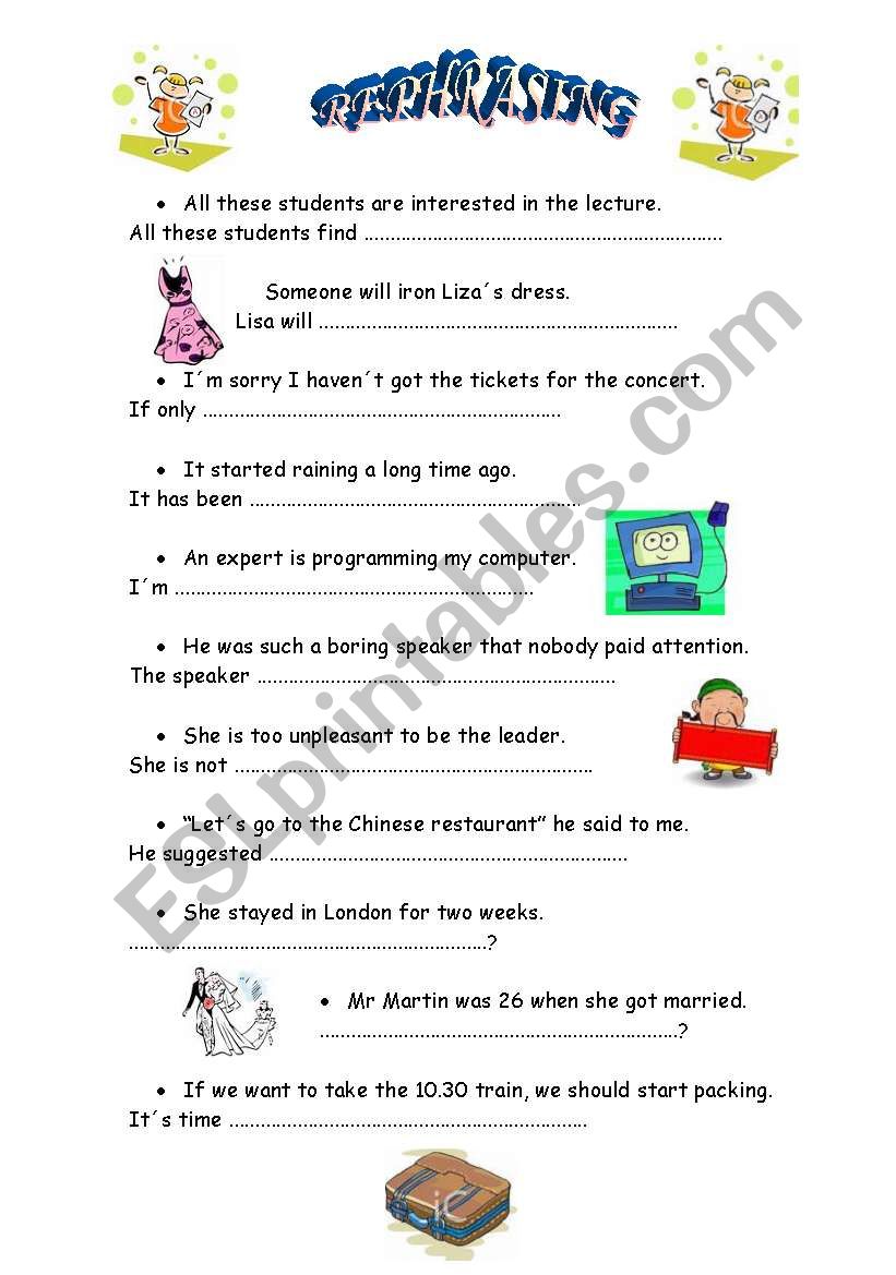 REPHRASING worksheet