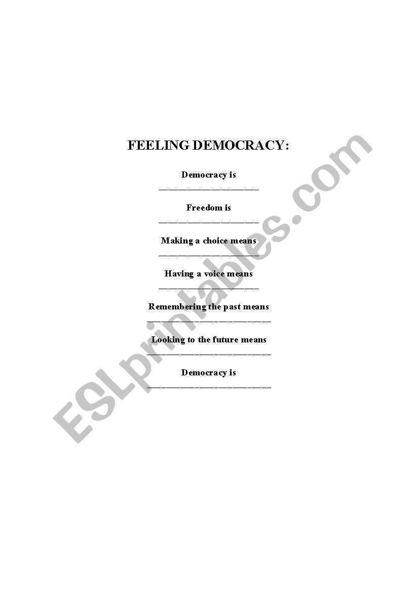Feeling Democracy worksheet