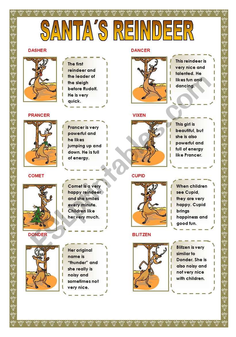 Santas reindeer worksheet