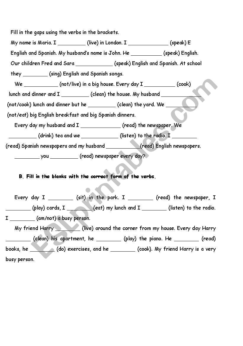 simple present worksheet