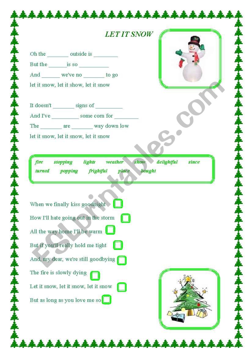 Let it snow worksheet