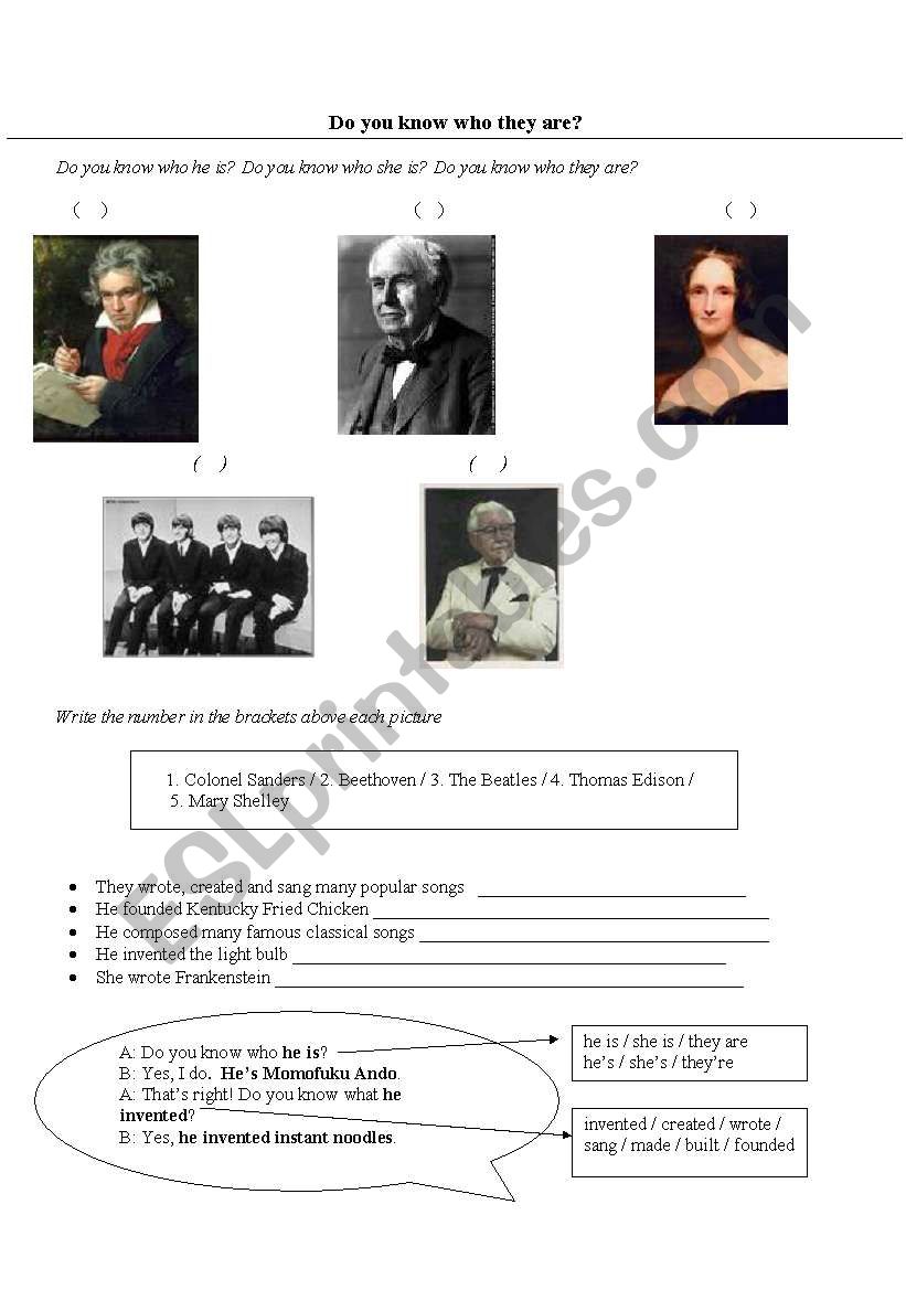 Famous People worksheet