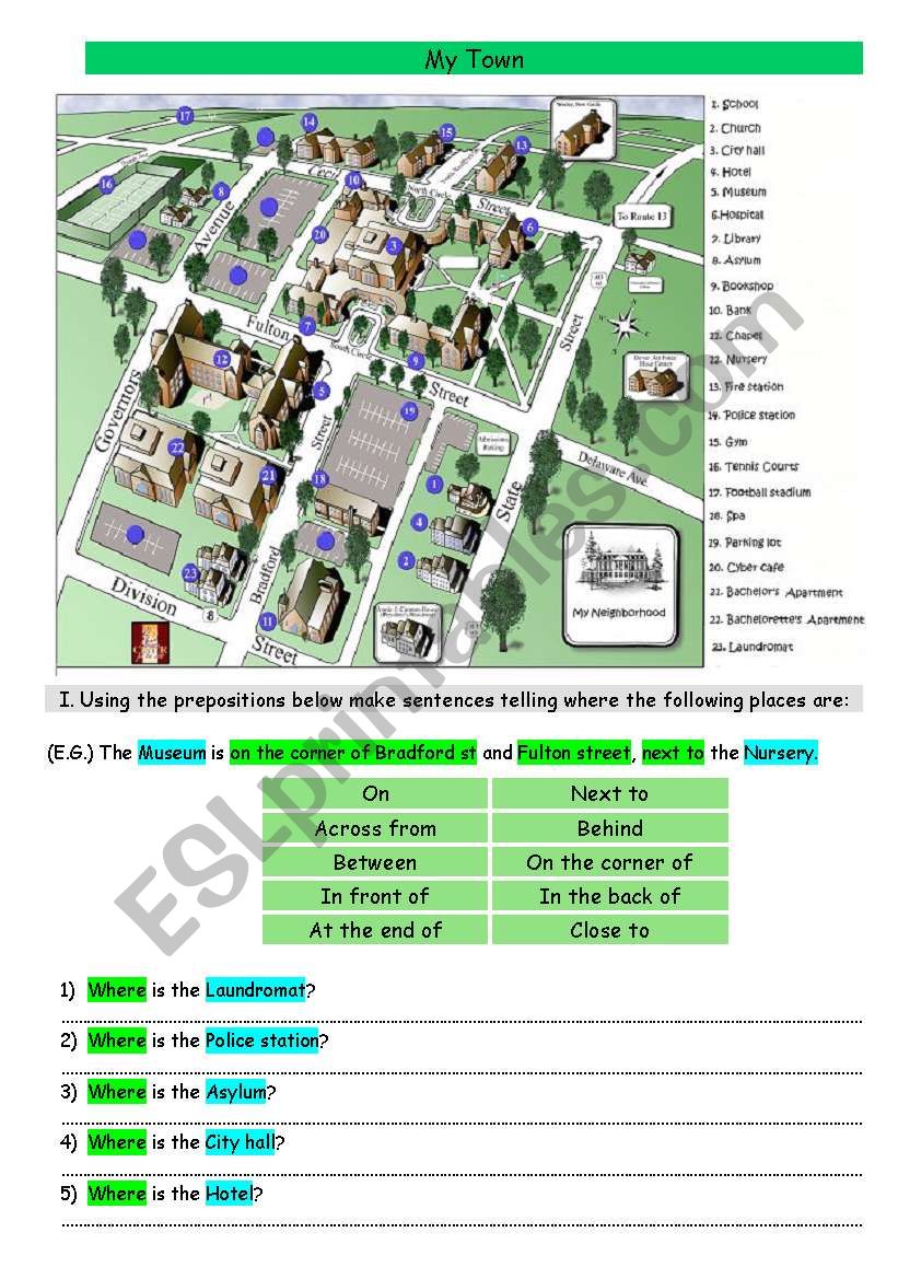 My Town worksheet