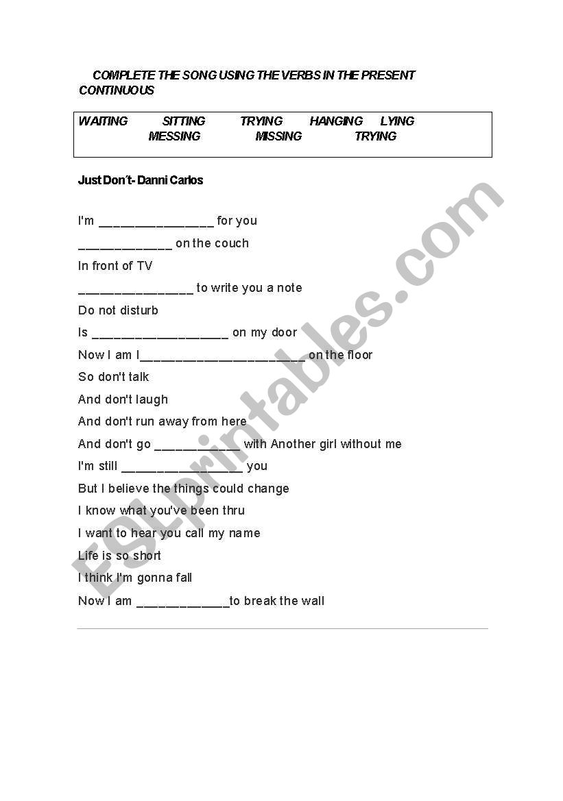 Fill in the blanks worksheet