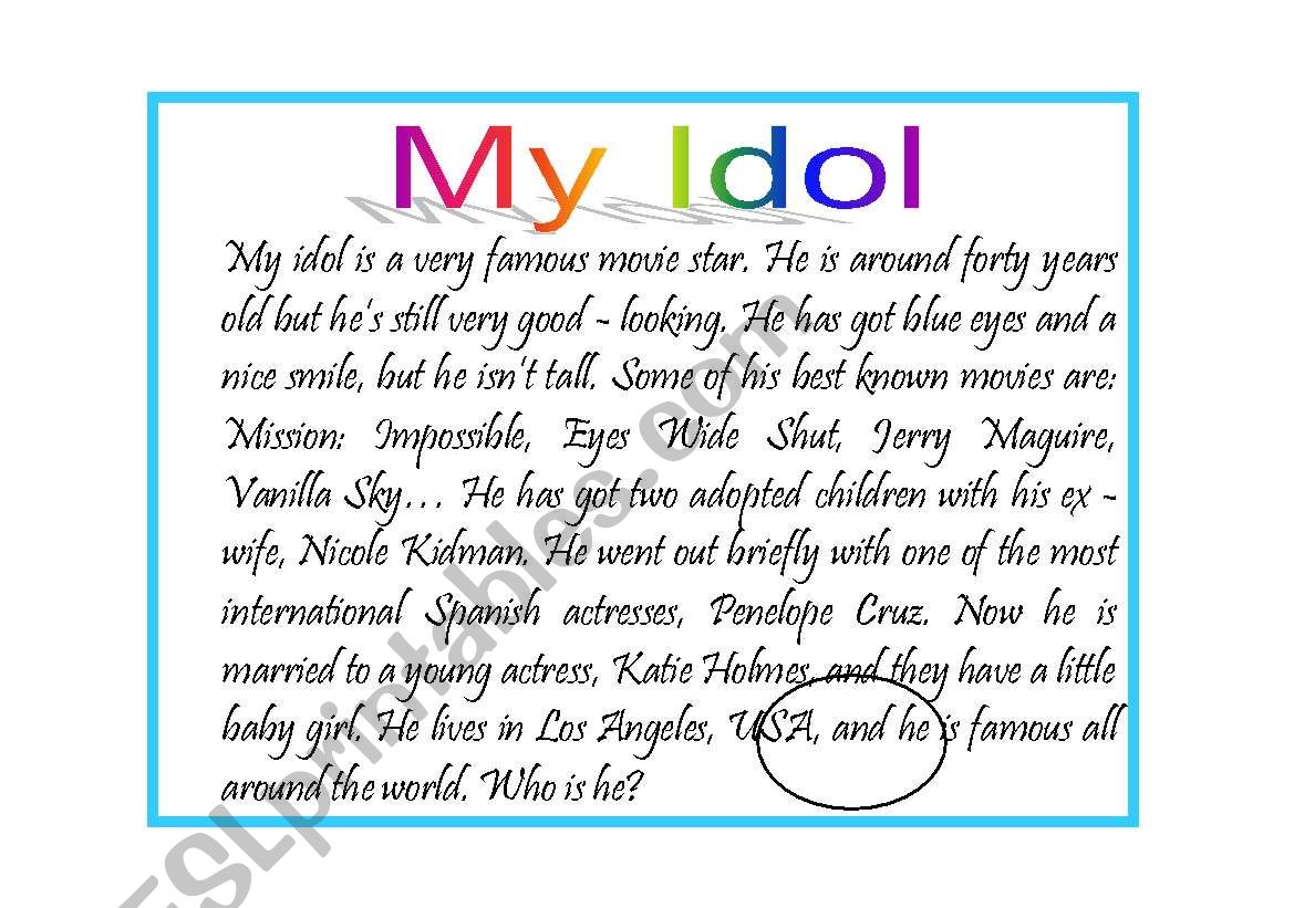 MY Idol worksheet