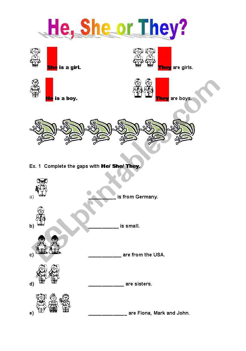 HE, SHE or THEY worksheet