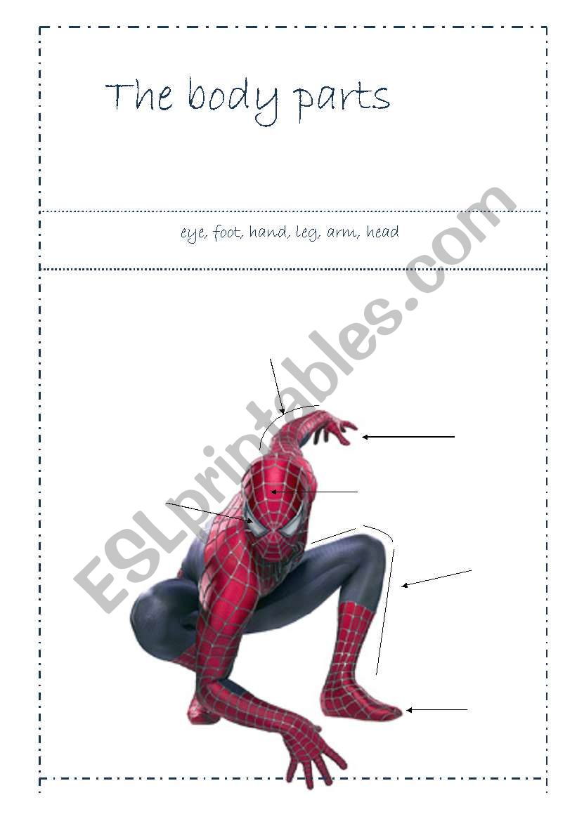 Spiderman - body parts worksheet