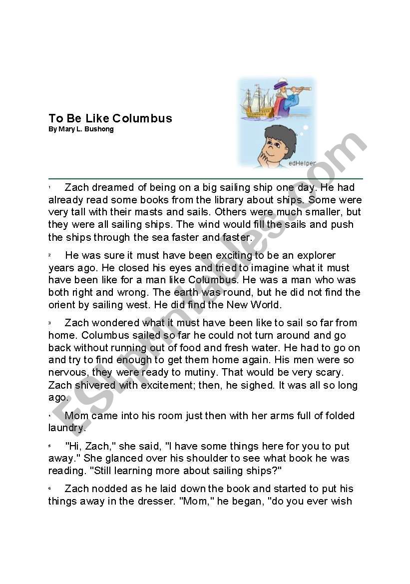 Christopher Columbus worksheet