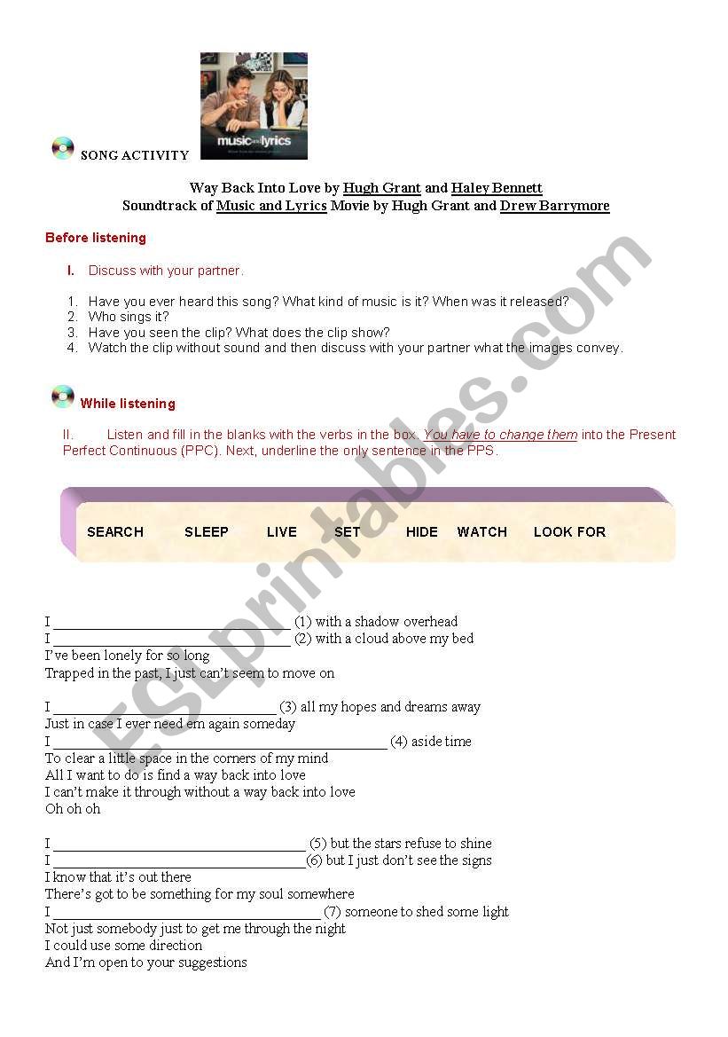 Way back into love - Song Activity