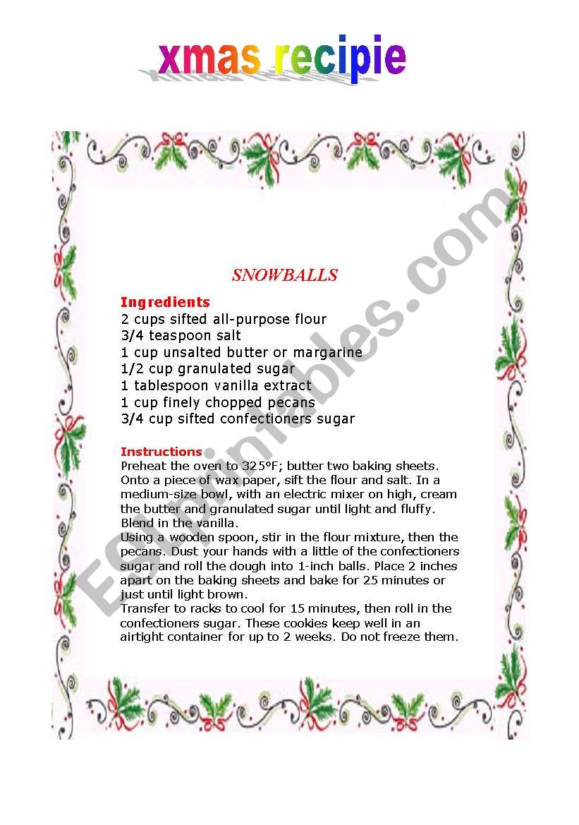 how to make snowballs : a xmas recipie