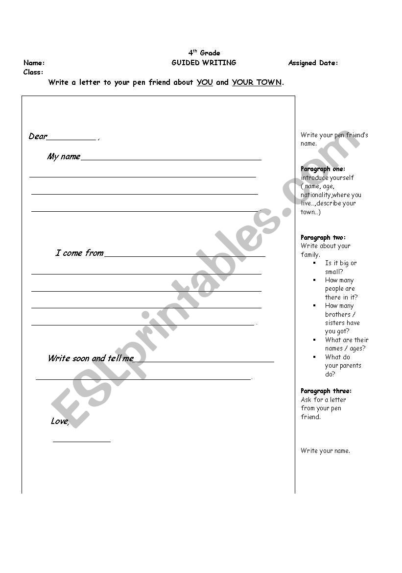 Guided Writing worksheet